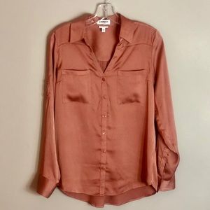 Express Slim Fit Satin Portofino Blouse